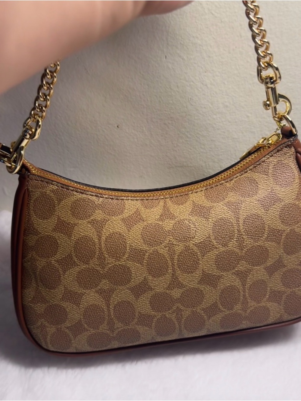 Coach Canvas Logo Shoulder Bag in Brown and Tan - Picture 3 of 3